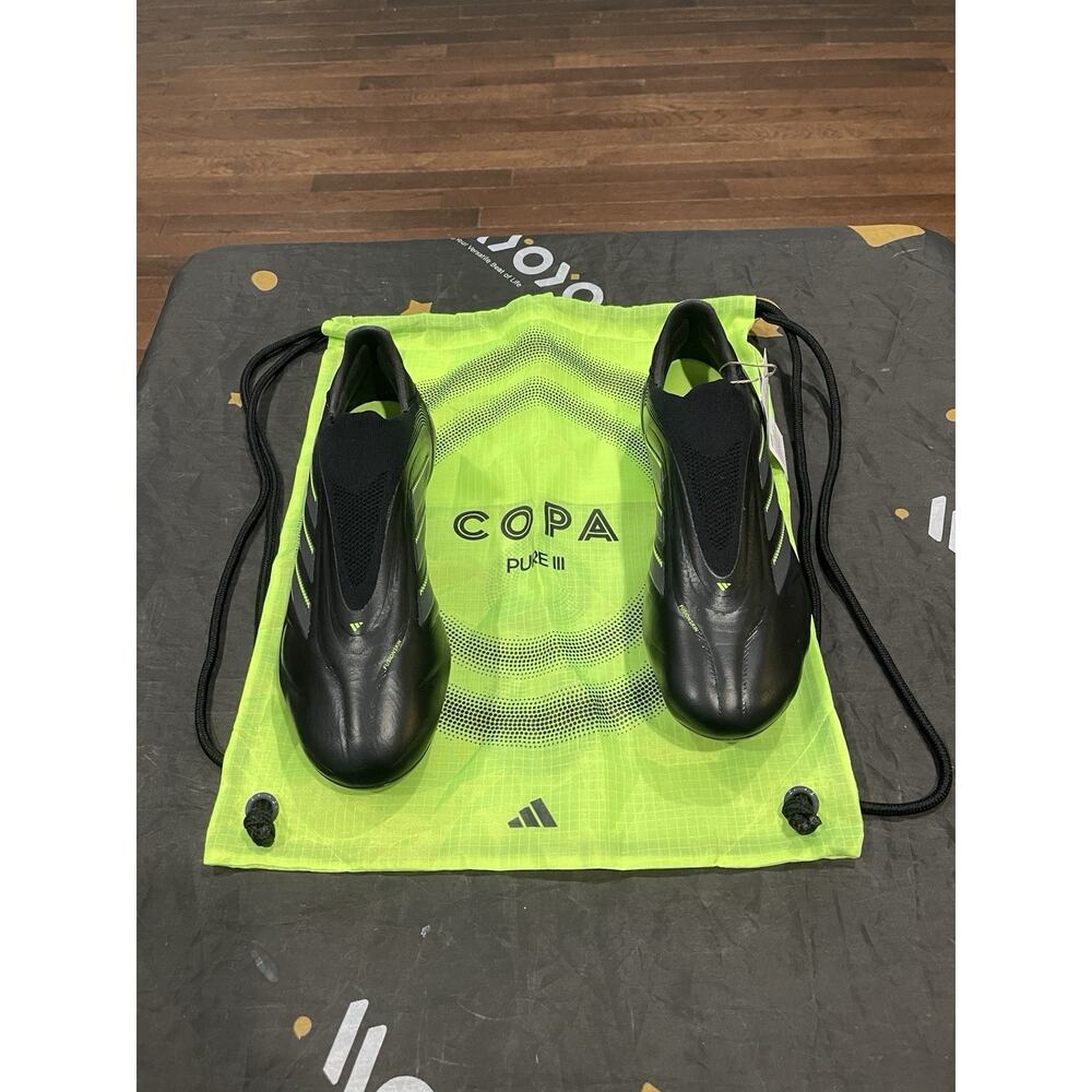 New Men’s Sz 7.5 adidas Copa Pure 3 Elite Laceless FG Black Soccer Cleats JS0652